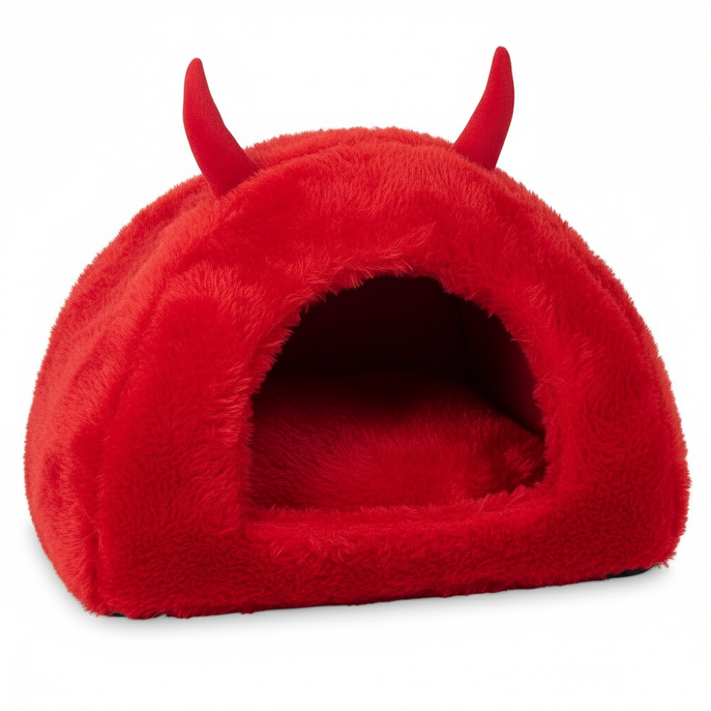 Luxurious Fur Hut for Cats & Small Puppies – Warm Indoor Pet House with Plush Cushion, Cozy Cave Nest for Comfortable Sleep