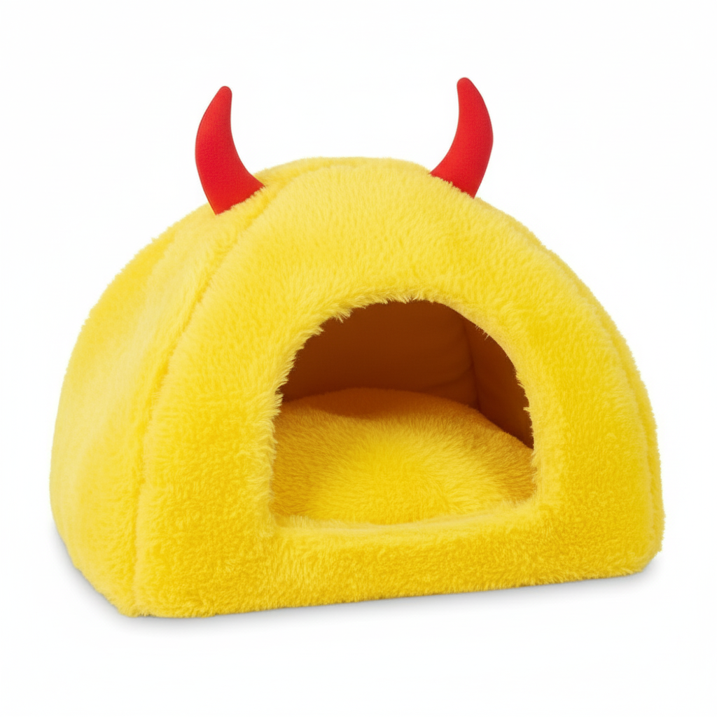 Luxurious Fur Hut for Cats & Small Puppies – Warm Indoor Pet House with Plush Cushion, Cozy Cave Nest for Comfortable Sleep