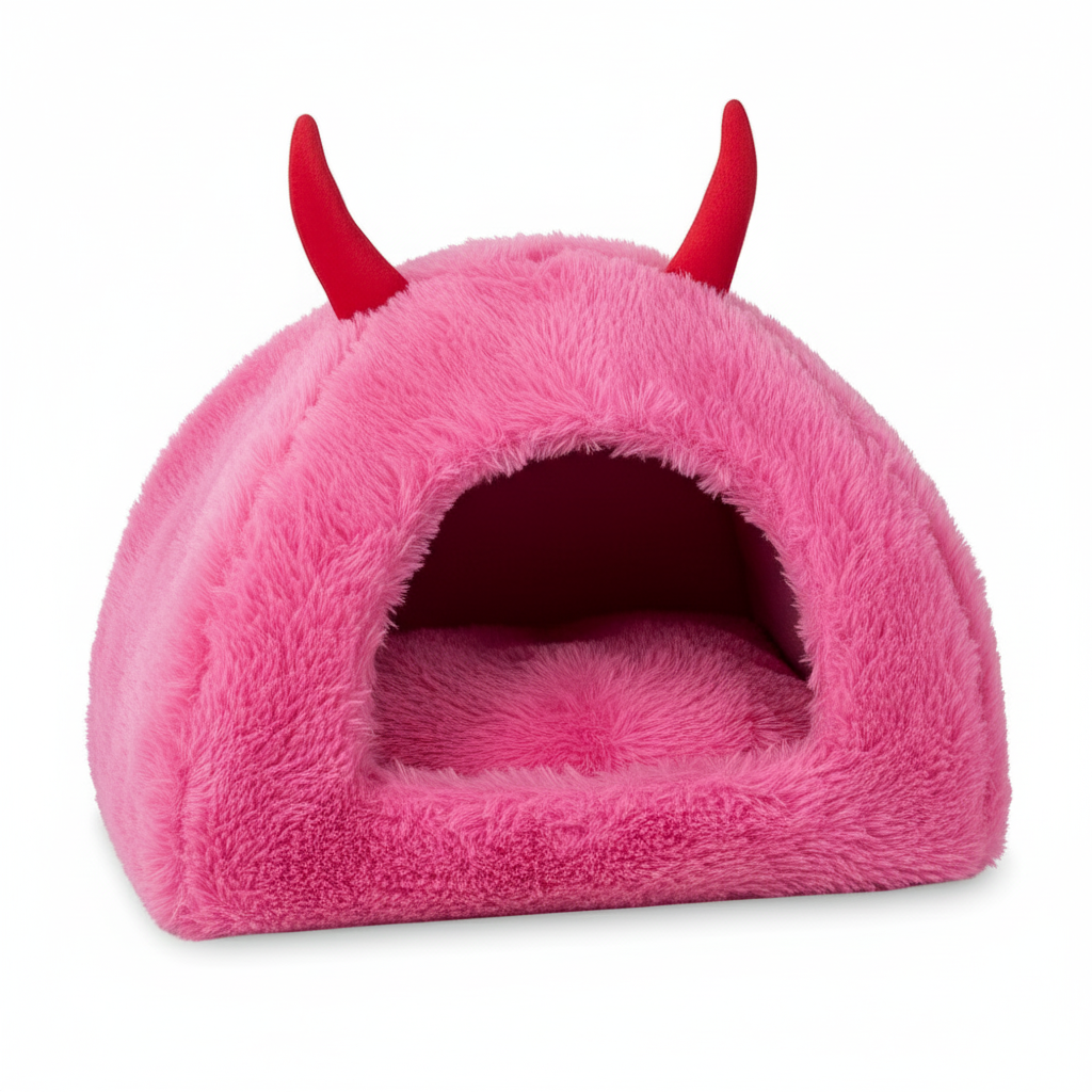Luxurious Fur Hut for Cats & Small Puppies – Warm Indoor Pet House with Plush Cushion, Cozy Cave Nest for Comfortable Sleep