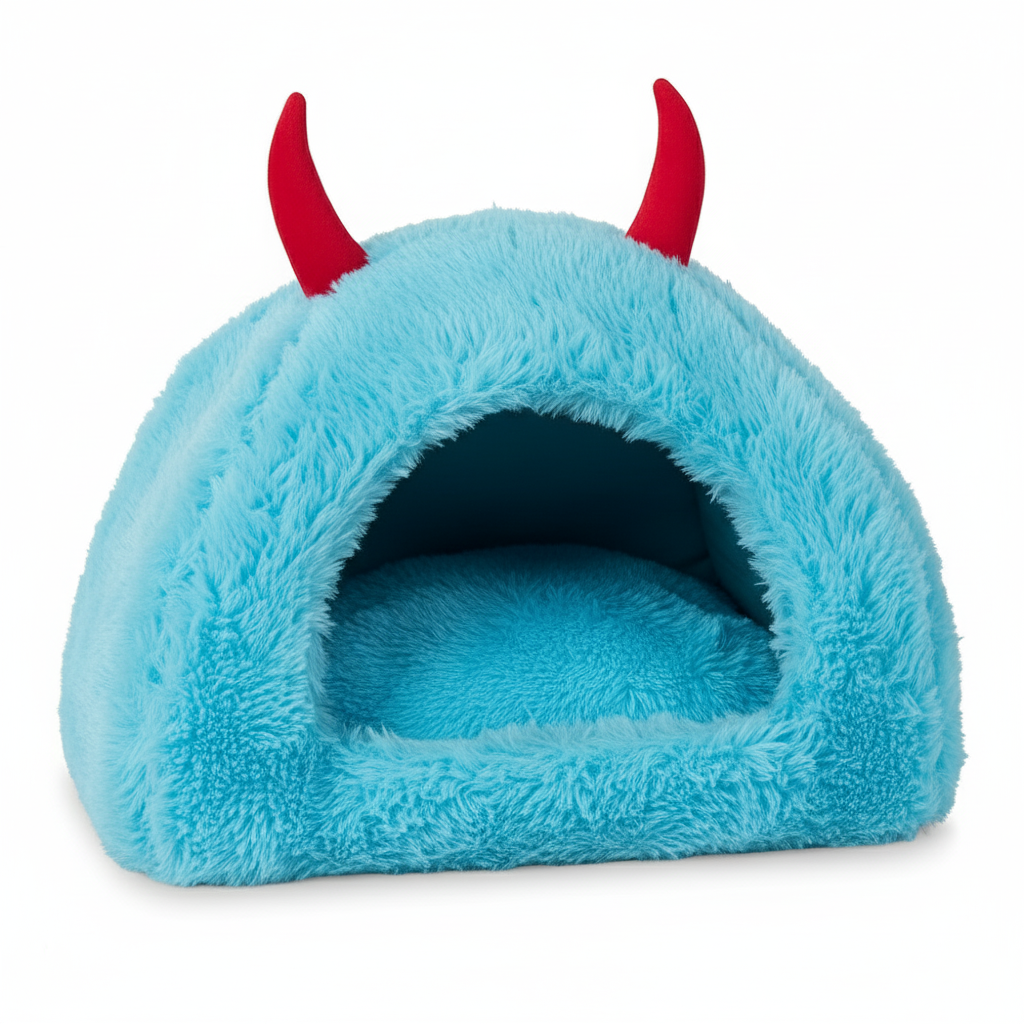 Luxurious Fur Hut for Cats & Small Puppies – Warm Indoor Pet House with Plush Cushion, Cozy Cave Nest for Comfortable Sleep