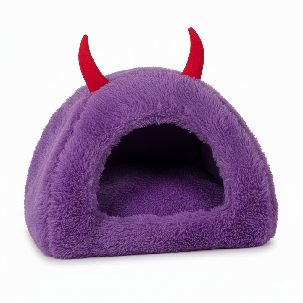 Luxurious Fur Hut for Cats & Small Puppies – Warm Indoor Pet House with Plush Cushion, Cozy Cave Nest for Comfortable Sleep