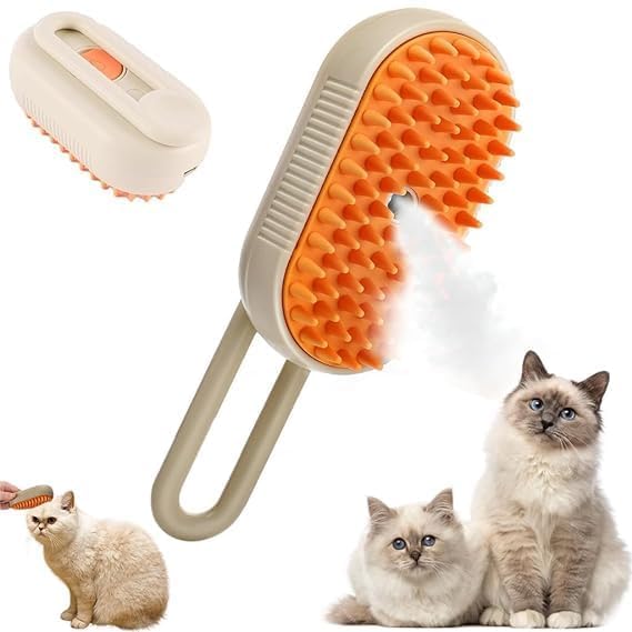 3-in-1 Steam Brush for Dogs & Cats | USB Rechargeable Pet Grooming Brush