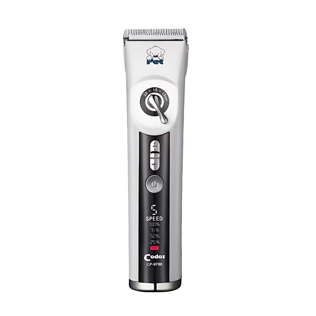 Codos CP-9700 Professional Pet Hair Trimmer with Ceramic Blade & LCD Display, 5 Speed Levels & Adjustable Lengths - Rechargeable Dog and Cats