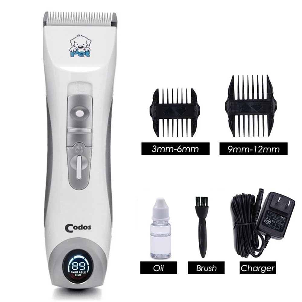 Unisex Codos CP-9600 Professional Dog Hair Trimmer Low Noise Rechargeable Cordless Electric Quiet Waterproof Hair Clippers Set for Dogs Cats