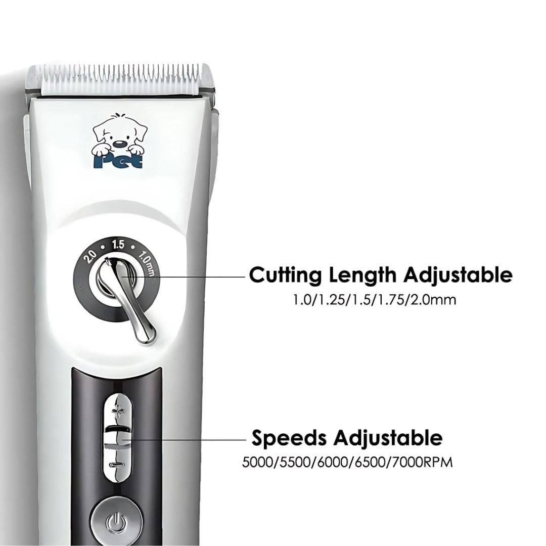 Codos CP-9700 Professional Pet Hair Trimmer with Ceramic Blade & LCD Display, 5 Speed Levels & Adjustable Lengths - Rechargeable Dog and Cats