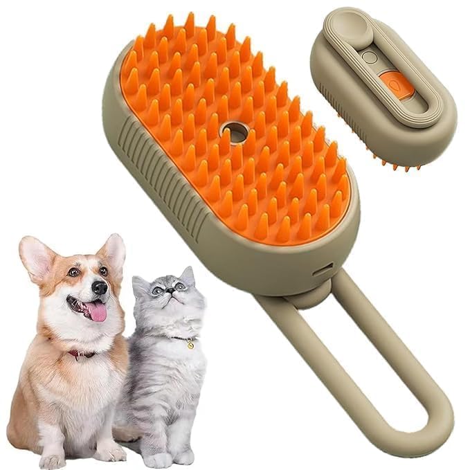 3-in-1 Steam Brush for Dogs & Cats | USB Rechargeable Pet Grooming Brush