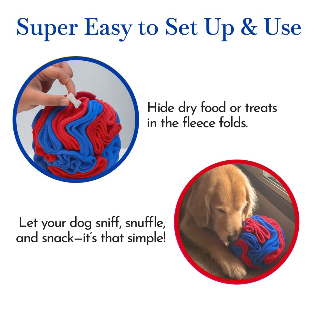 Dog Snuffle Ball Toy – Slow Feeder Ball for Dogs, Nosework Enrichment Toy for Mental Stimulation, Anxiety Relief & Training
