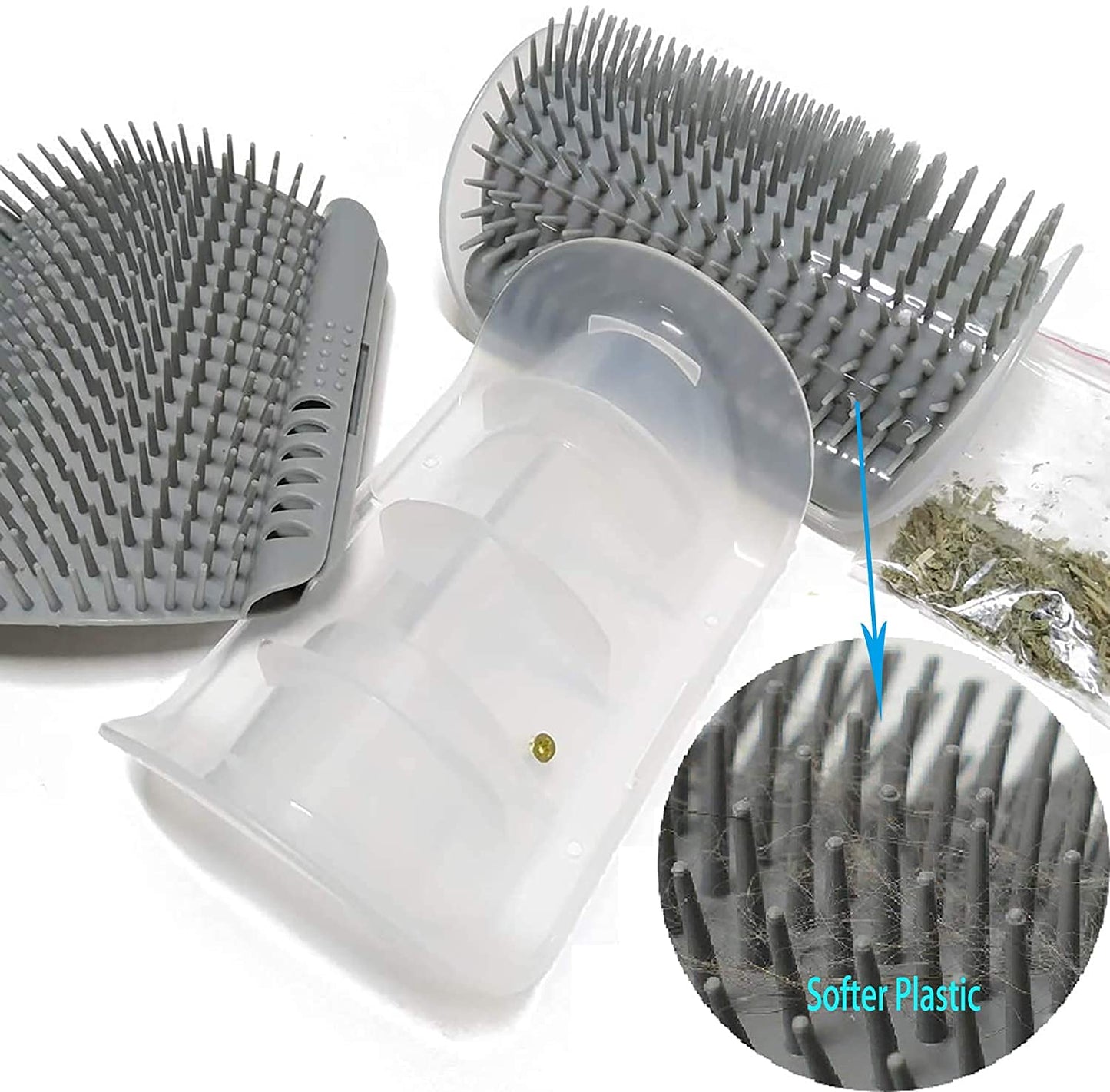 Petstrack Cat Self Groomer Wall Corner Groomers Soft Grooming Brush Massage Combs for Short Long Fur Cats, Softer Massager Toy for Kitten Puppy