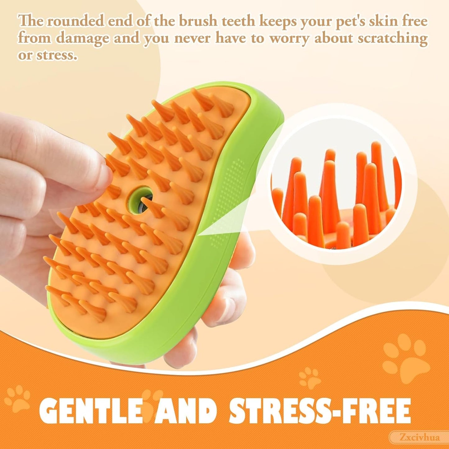 Cat Steam Brush,3 in 1 Silicone Massage Grooming Brush,Removing Tangled And Loose Hair, Pet Hair Cleaning Brush Comb(Mango Green)