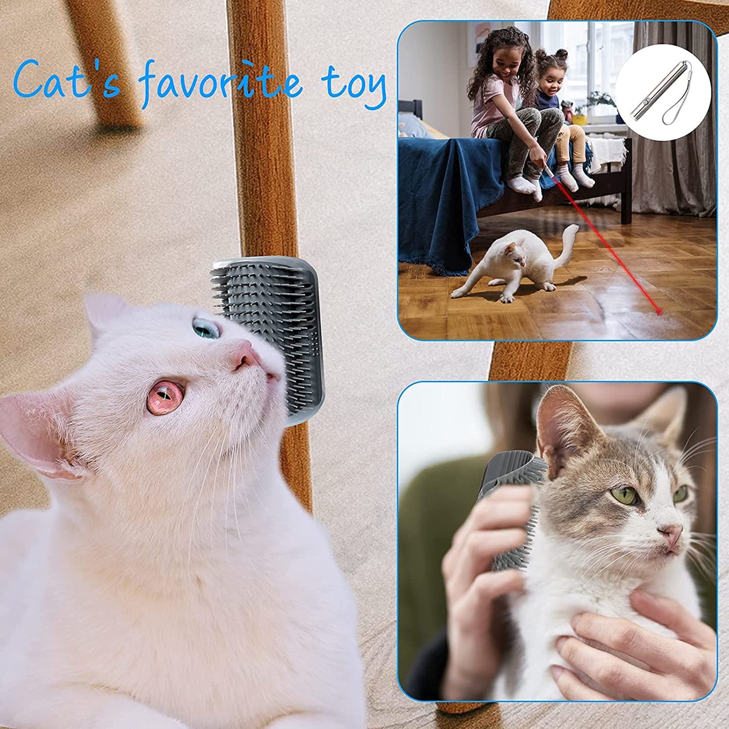Petstrack Cat Self Groomer Wall Corner Groomers Soft Grooming Brush Massage Combs for Short Long Fur Cats, Softer Massager Toy for Kitten Puppy