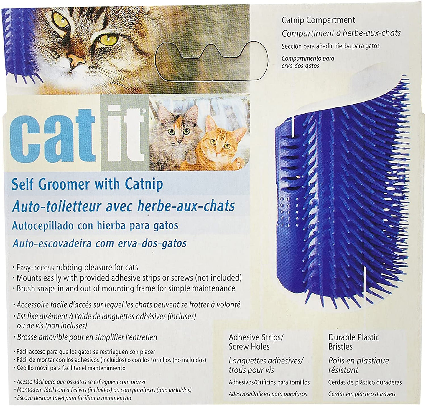 Petstrack Cat Self Groomer Wall Corner Groomers Soft Grooming Brush Massage Combs for Short Long Fur Cats, Softer Massager Toy for Kitten Puppy