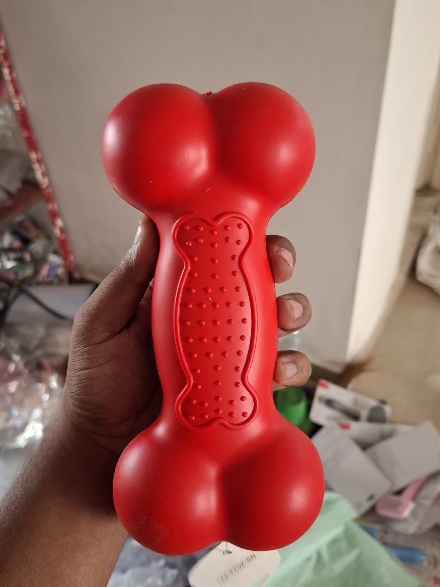 Squeaky hard bone shape toy for all breeds