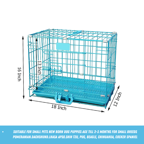 Metal Cage Iron and Plastic Cage with Removable Tray for Dogs and Rabbits