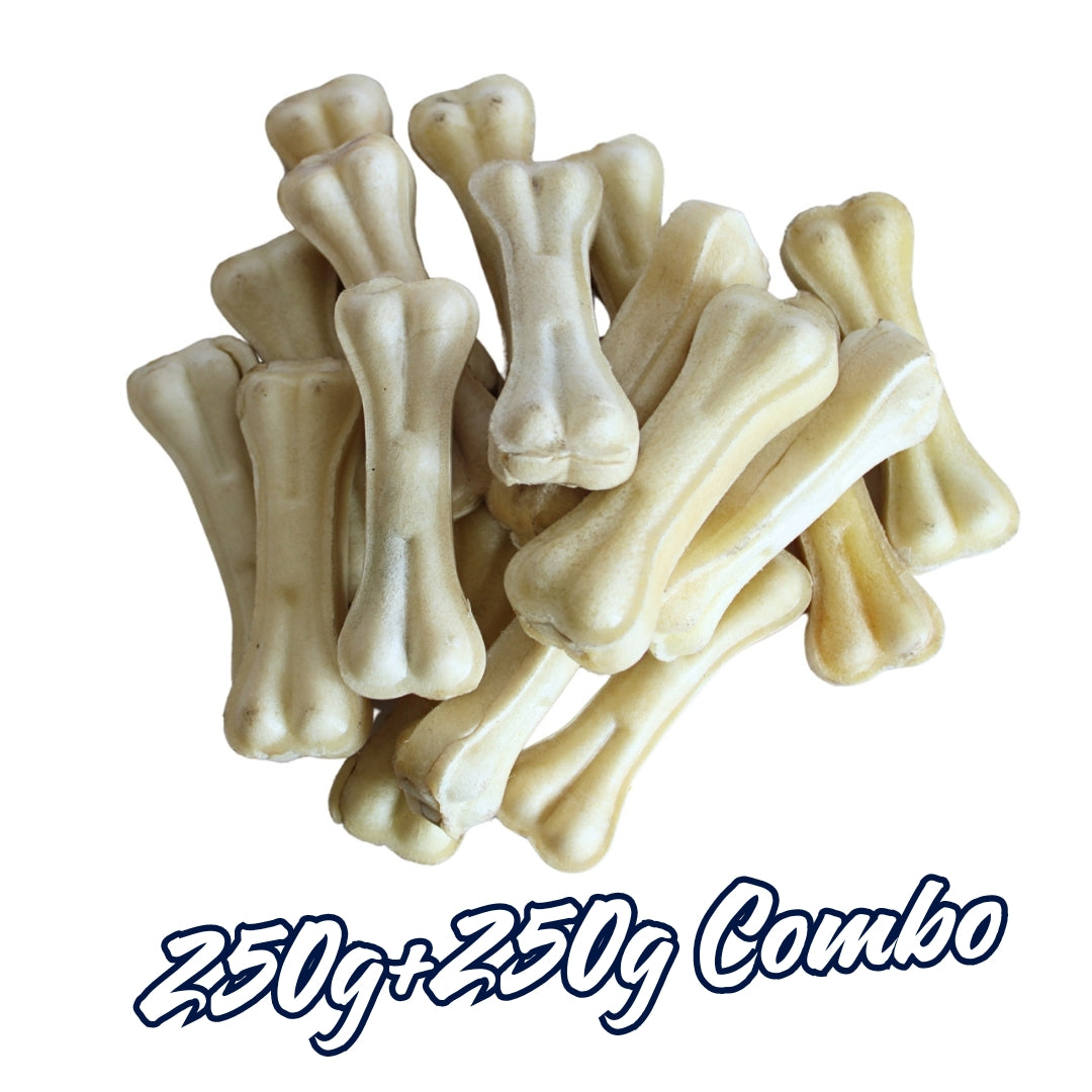 Rawhide Bones to for dogs and Puppy Pack of 250+250 Grams