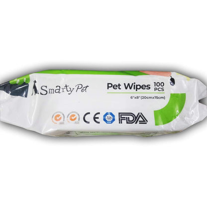 Smarty Pet Soft Pet Wet Wipes for Dogs, Puppies & Pets with Fresh - Apple Scent 6"x 8" (Pack of 1)