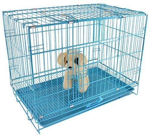 Metal Cage Iron and Plastic Cage with Removable Tray for Dogs and Rabbits