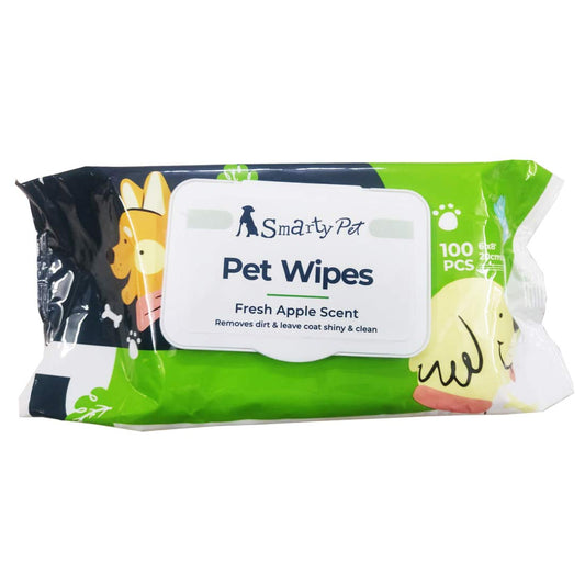 Smarty Pet Soft Pet Wet Wipes for Dogs, Puppies & Pets with Fresh - Apple Scent 6"x 8" (Pack of 1)