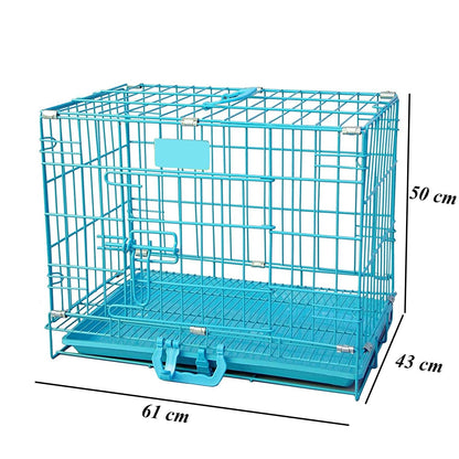 Metal Cage Iron and Plastic Cage with Removable Tray for Dogs and Rabbits