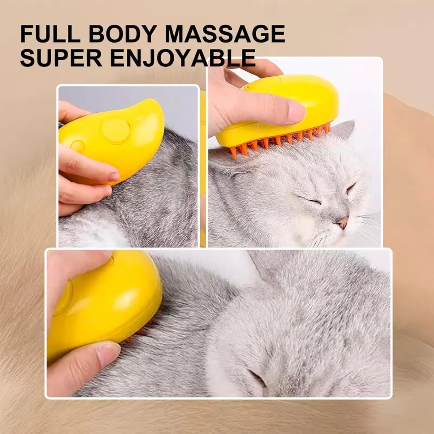 Cat Steam Brush, 3 in 1 Cat Steamy Brush Cleanser, Silicone Massage Grooming Brush, Pet Hair Cleaning Brush Comb for Cats Dogs