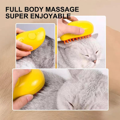 Cat Steam Brush, 3 in 1 Cat Steamy Brush Cleanser, Silicone Massage Grooming Brush, Pet Hair Cleaning Brush Comb for Cats Dogs