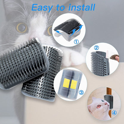 Petstrack Cat Self Groomer Wall Corner Groomers Soft Grooming Brush Massage Combs for Short Long Fur Cats, Softer Massager Toy for Kitten Puppy