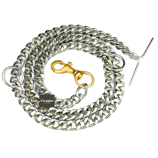 Furppies grinded dog chain with heavy duty brass hook