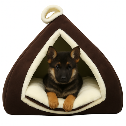 Petstrack Cozy Cat & Small Dog Hut Bed – Soft Indoor Pet House with Removable Cushion, Warm Cave Nest for Kittens, Puppies & Small Pets