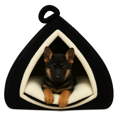 Petstrack Cozy Cat & Small Dog Hut Bed – Soft Indoor Pet House with Removable Cushion, Warm Cave Nest for Kittens, Puppies & Small Pets
