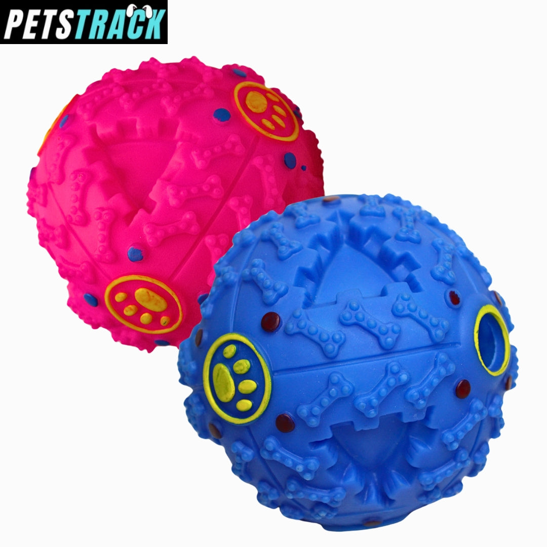 Petstrack squeaky funball dog toy interative dog toy with food filling inside toy