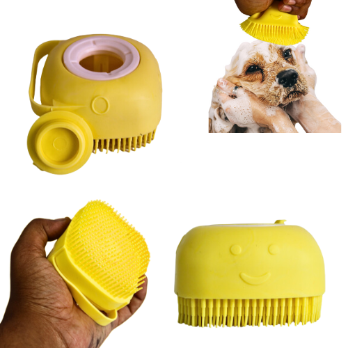 Dog Bath Brush Body Scrubber Shampoo Dispenser Tick Remover for Shower Bathing and Shedding Soft Silicone Bristles Brushes Groomers for Pet Puppy Dogs Cat Rabbit Horse (Multicolor 1 pcs)