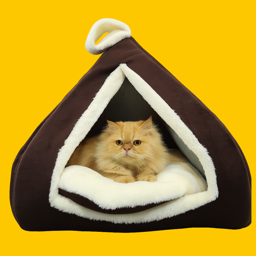 Petstrack Cozy Cat & Small Dog Hut Bed – Soft Indoor Pet House with Removable Cushion, Warm Cave Nest for Kittens, Puppies & Small Pets