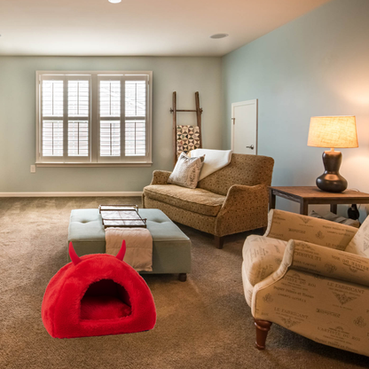 Luxurious Fur Hut for Cats & Small Puppies – Warm Indoor Pet House with Plush Cushion, Cozy Cave Nest for Comfortable Sleep